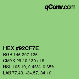 Farbcode: HEX #92CF7E | qconv.com