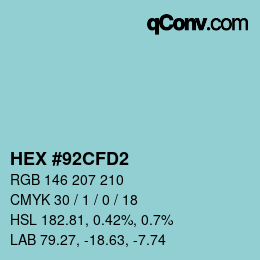 Color code: HEX #92CFD2 | qconv.com