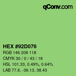 Color code: HEX #92D076 | qconv.com