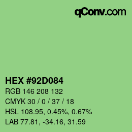 Código de color: HEX #92D084 | qconv.com