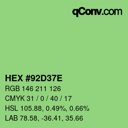 Color code: HEX #92D37E | qconv.com
