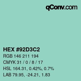 Color code: HEX #92D3C2 | qconv.com
