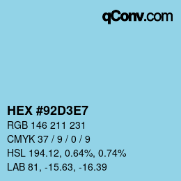 Color code: HEX #92D3E7 | qconv.com