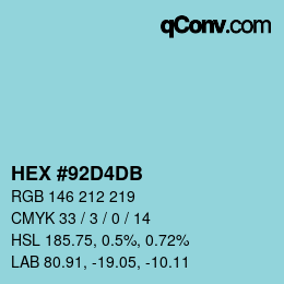 カラーコード: HEX #92D4DB | qconv.com