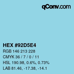 Color code: HEX #92D5E4 | qconv.com