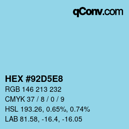 カラーコード: HEX #92D5E8 | qconv.com