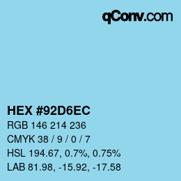 Color code: HEX #92D6EC | qconv.com