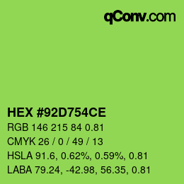 Código de color: HEX #92D754CE | qconv.com