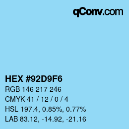 Color code: HEX #92D9F6 | qconv.com