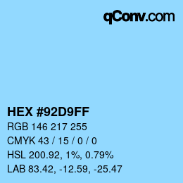 Color code: HEX #92D9FF | qconv.com