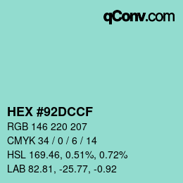 Color code: HEX #92DCCF | qconv.com