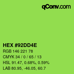 Color code: HEX #92DD4E | qconv.com