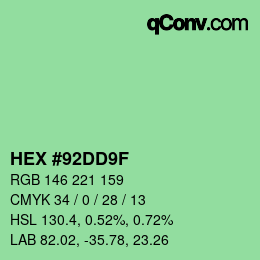 Color code: HEX #92DD9F | qconv.com