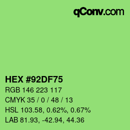 Color code: HEX #92DF75 | qconv.com