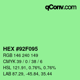 Color code: HEX #92F095 | qconv.com