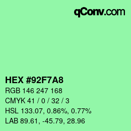 Color code: HEX #92F7A8 | qconv.com