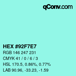 Color code: HEX #92F7E7 | qconv.com