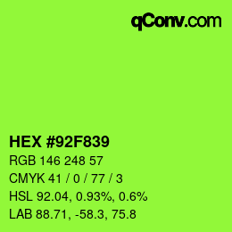 Color code: HEX #92F839 | qconv.com