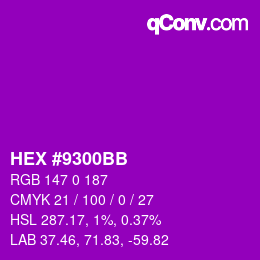 Color code: HEX #9300BB | qconv.com