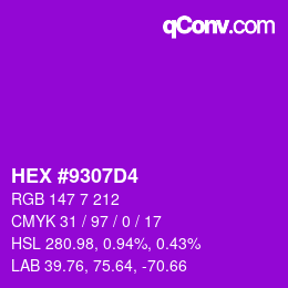 颜色代码: HEX #9307D4 | qconv.com