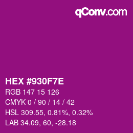 Color code: HEX #930F7E | qconv.com