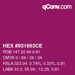 Farbcode: HEX #931663CE | qconv.com