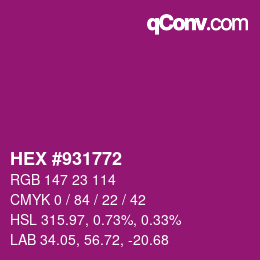 Color code: HEX #931772 | qconv.com
