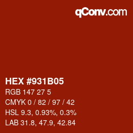 Color code: HEX #931B05 | qconv.com