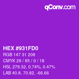 Color code: HEX #931FD0 | qconv.com