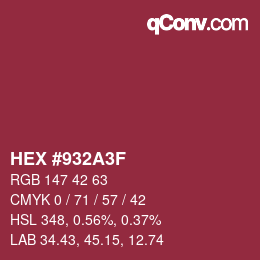 Color code: HEX #932A3F | qconv.com
