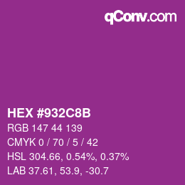Color code: HEX #932C8B | qconv.com