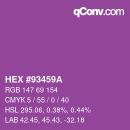 Color code: HEX #93459A | qconv.com