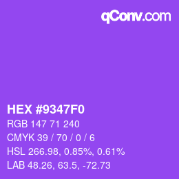 カラーコード: HEX #9347F0 | qconv.com