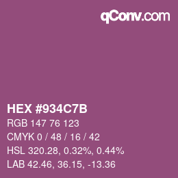 Color code: HEX #934C7B | qconv.com