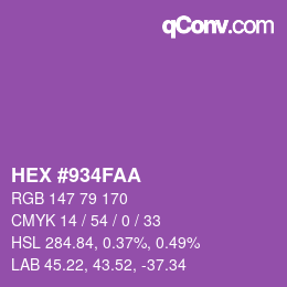 カラーコード: HEX #934FAA | qconv.com