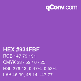 颜色代码: HEX #934FBF | qconv.com