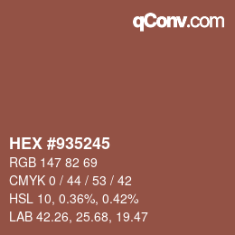 カラーコード: HEX #935245 | qconv.com