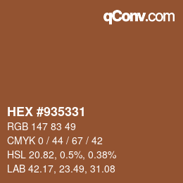 Color code: HEX #935331 | qconv.com