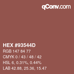 颜色代码: HEX #93544D | qconv.com