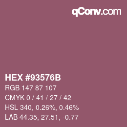Color code: HEX #93576B | qconv.com
