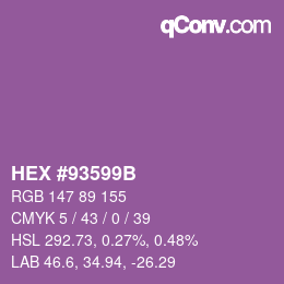 Color code: HEX #93599B | qconv.com