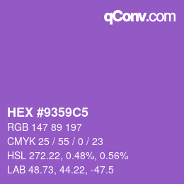 Color code: HEX #9359C5 | qconv.com