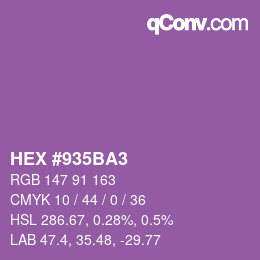 カラーコード: HEX #935BA3 | qconv.com