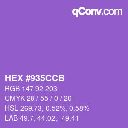 Color code: HEX #935CCB | qconv.com
