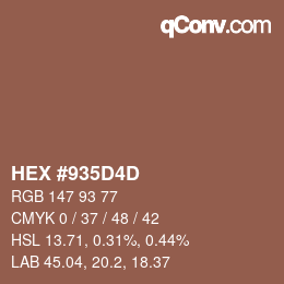 颜色代码: HEX #935D4D | qconv.com