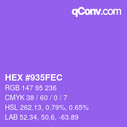 Color code: HEX #935FEC | qconv.com