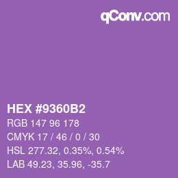 颜色代码: HEX #9360B2 | qconv.com