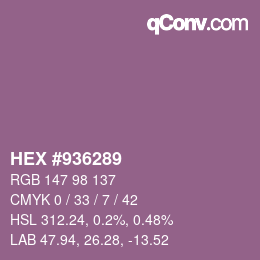 Farbcode: HEX #936289 | qconv.com