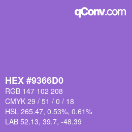 Color code: HEX #9366D0 | qconv.com