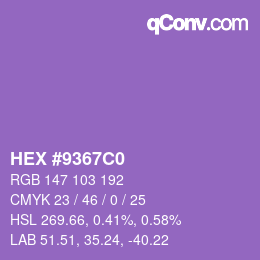 Color code: HEX #9367C0 | qconv.com